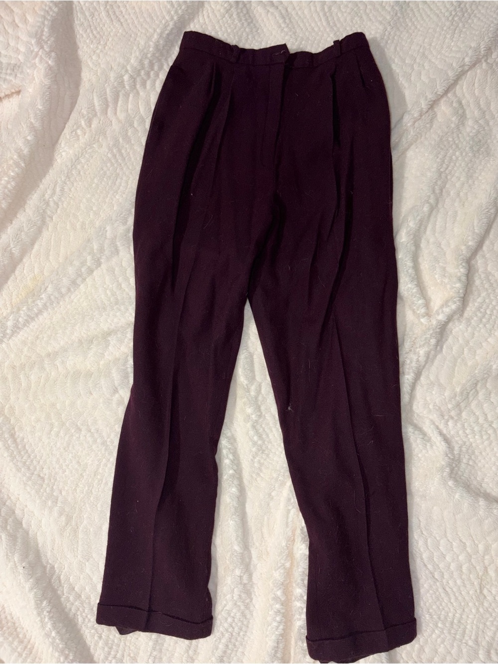 High-Waist Pleated Women's Pants in Deep Plum